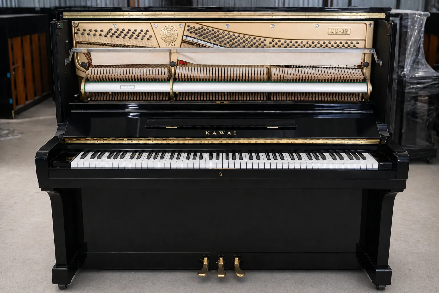 Dan piano co Kawai KU3B - Overview mo nap truoc