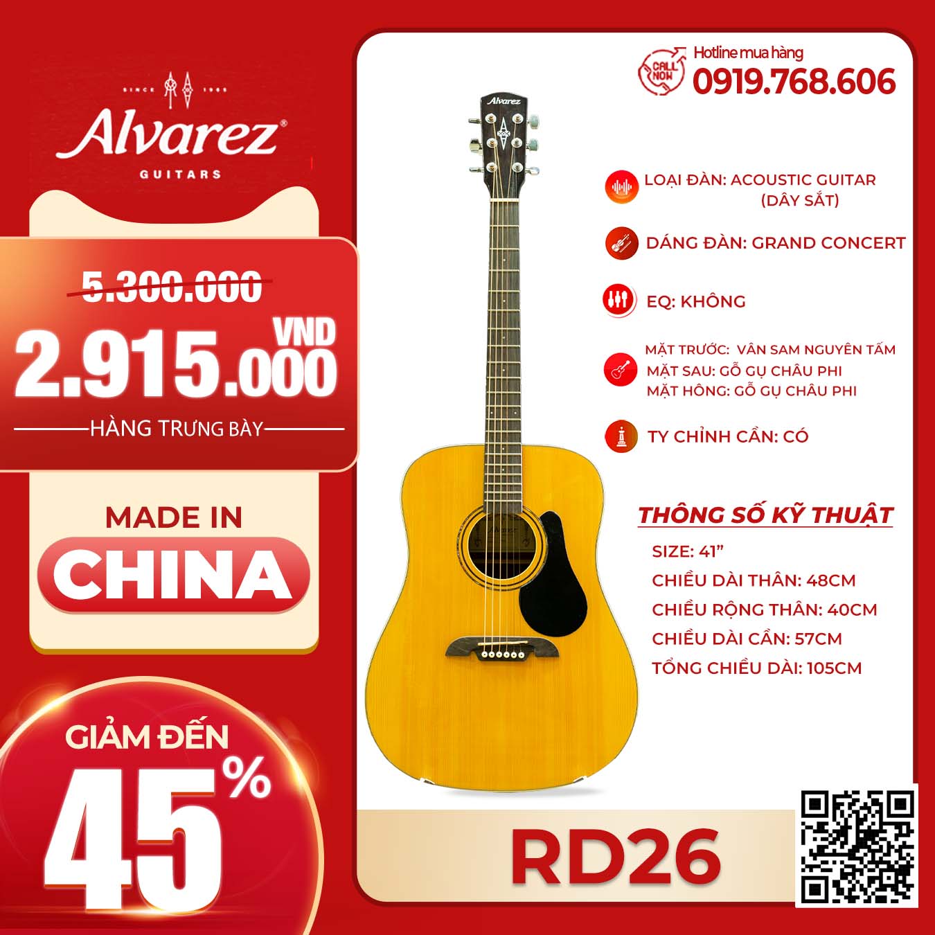 Đàn Guitar Acoustic ALVAREZ RD26