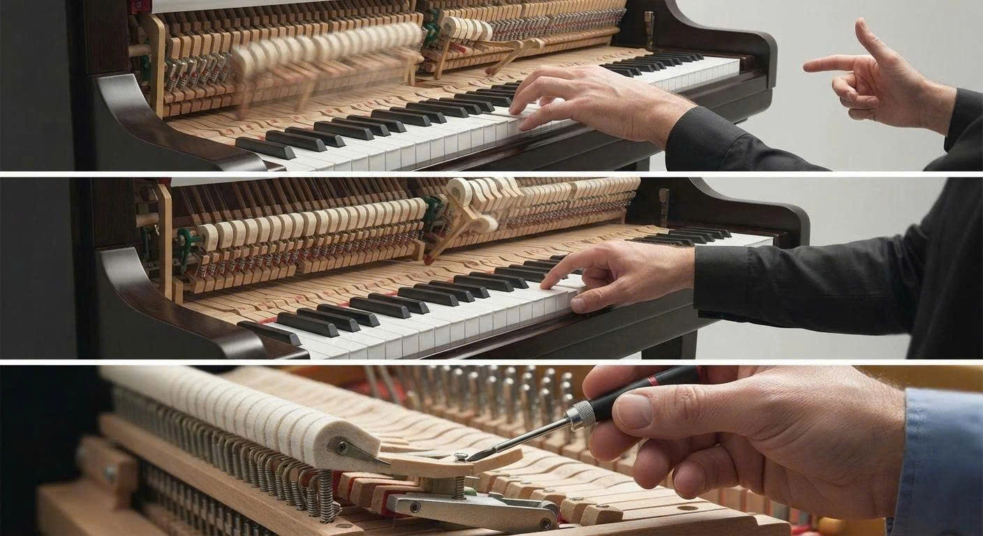 kiểm tra độ lặp phím piano cơ